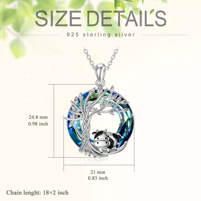 Collier en argent sterling avec pendentif en cristal vache ronde et arbre de vie-5