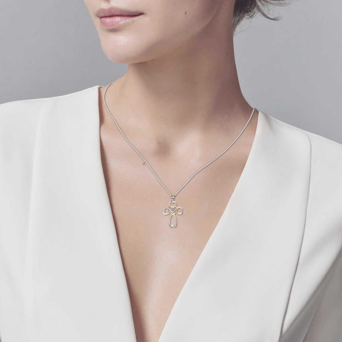 Collier en argent sterling avec pendentif croix et symbole de l'infini en zirconium cubiqu-2