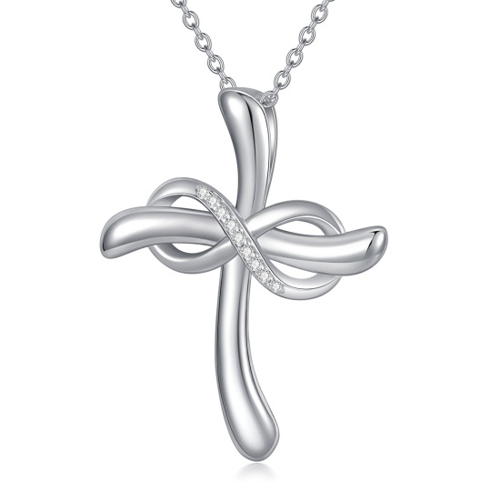 Collier en argent sterling avec pendentif croix ronde