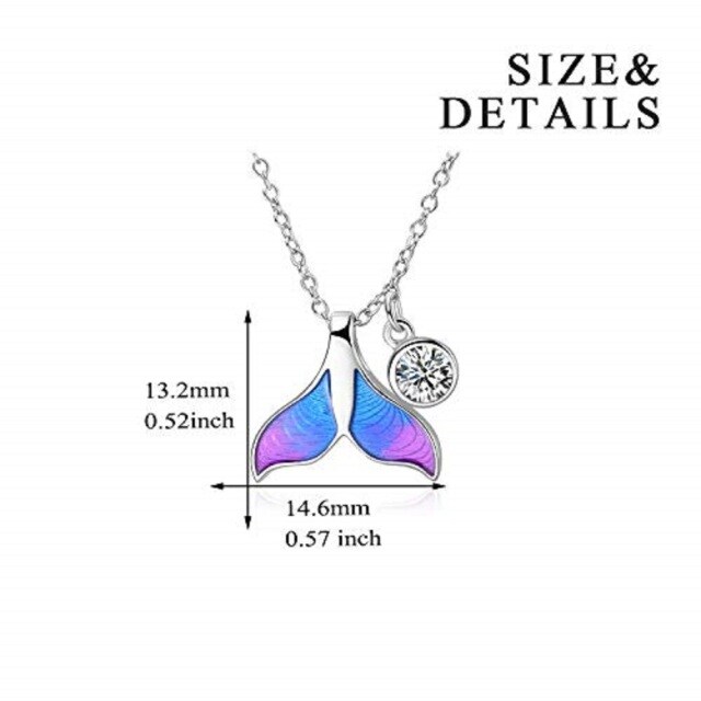 Collier en argent sterling avec pendentif queue de sirène en cristal rond-6