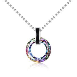 Sterling Silver Round Crystal Pendant Necklace-46