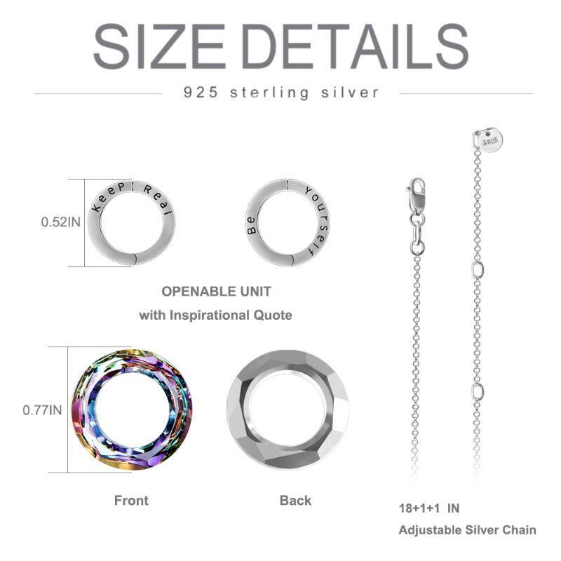 Sterling Silver Round Crystal Pendant Necklace-4