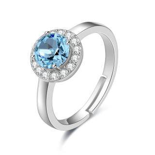 Sterling Silver Round Crystal Ring For Women-53