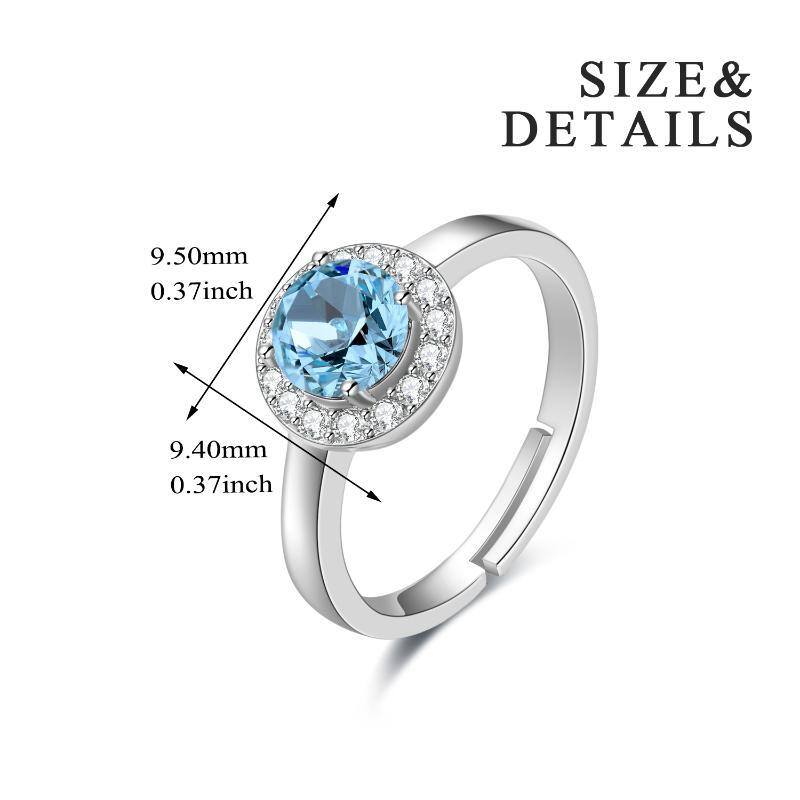 Sterling Silver Round Crystal Ring For Women-6