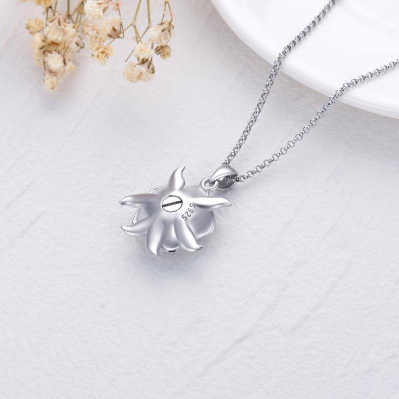 Colar de urna rosa de cristal redondo de prata esterlina para cinzas-3