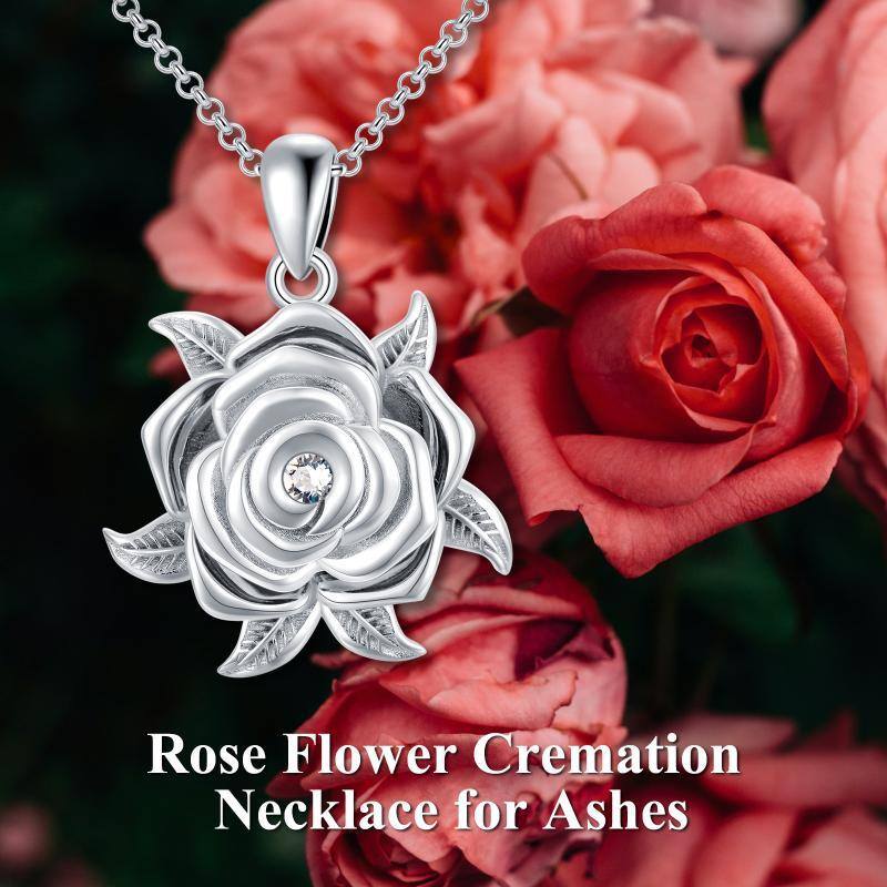 Colar de urna rosa de cristal redondo de prata esterlina para cinzas-6