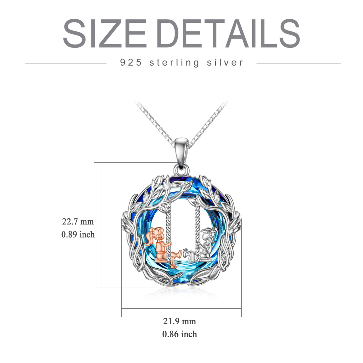 Collier pendentif rond en argent sterling avec pendentif sœurs en cristal-5