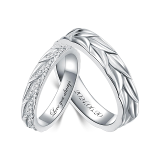 Sterling Silver Round Cut Lab Created Diamond Custom Couple Rings-16