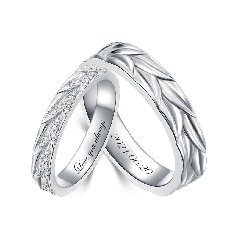 Sterling Silver Round Cut Lab Created Diamond Custom Couple Rings-1