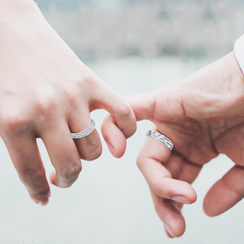 Sterling Silver Round Cut Lab Created Diamond Custom Couple Rings-2