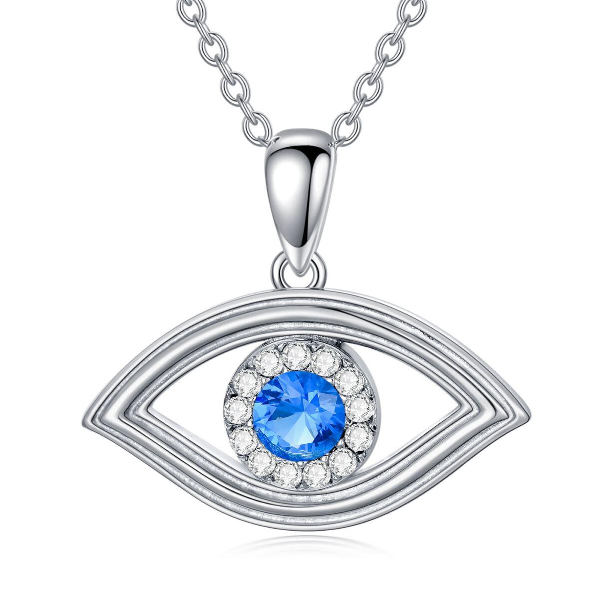 Collier en argent sterling avec pendentif œil du diable en diamant rond-1