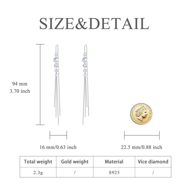 Sterling zilveren cubic zirkonia ronde oorbellen-6