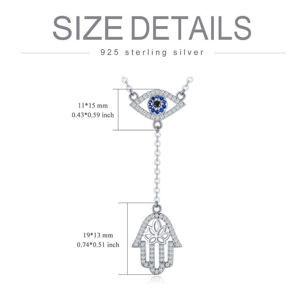 Collier en Y non ajustable en argent sterling avec œil maléfique et main hamsa en zircon c-6