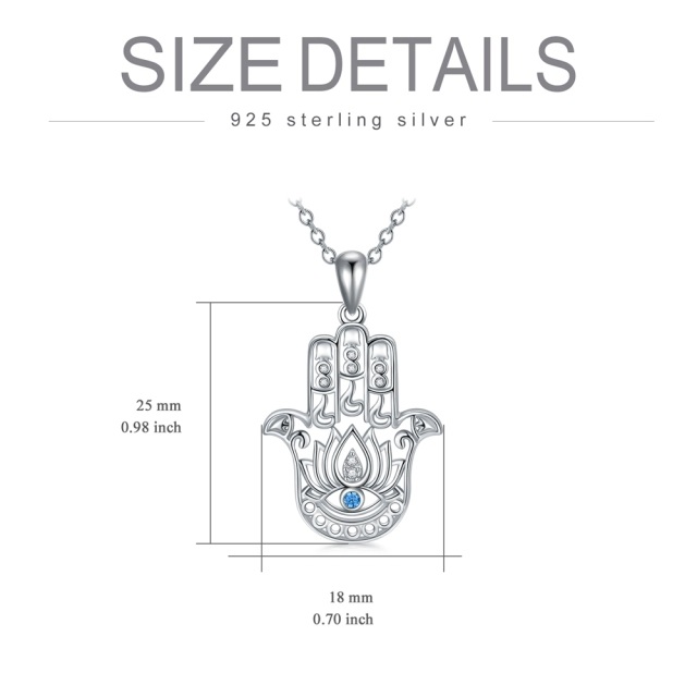 Sterling Silber Runde Evil Eye & Hamsa Hand Anhänger Halskette-6