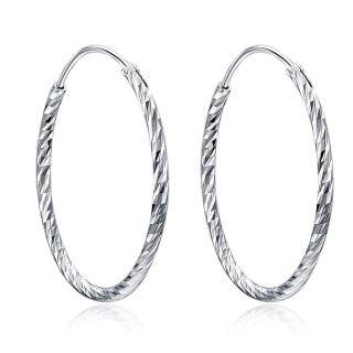 Sterling Silver Round Hoop Earrings-23