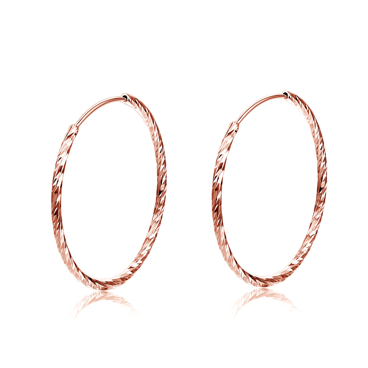 Sterling Silver Round Hoop Earrings-1