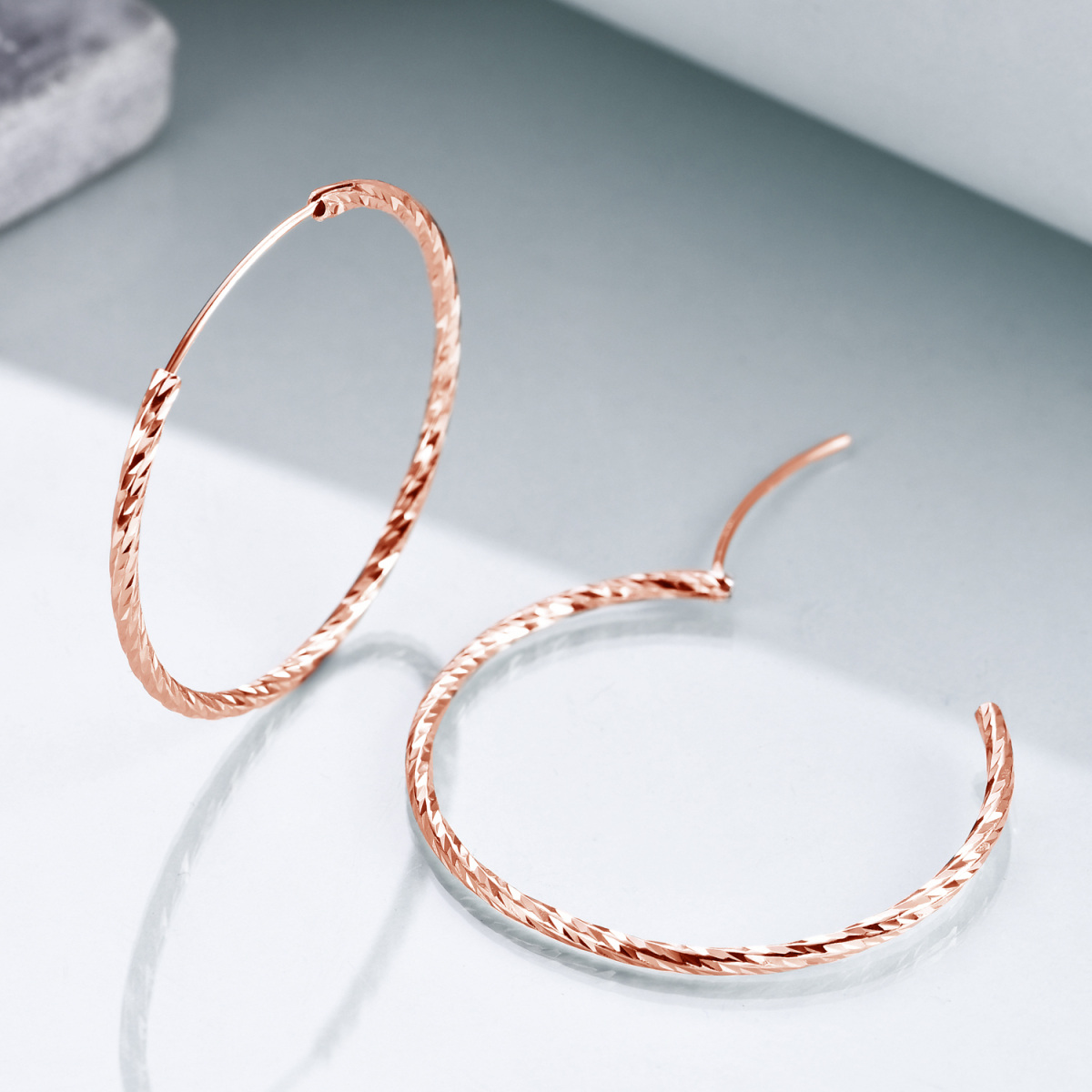 Sterling Silver Round Hoop Earrings-4