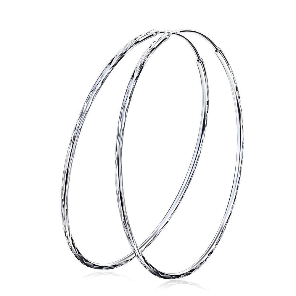 Sterling Silver Round Hoop Earrings-1