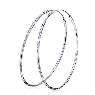 Sterling Silver Round Hoop Earrings-13