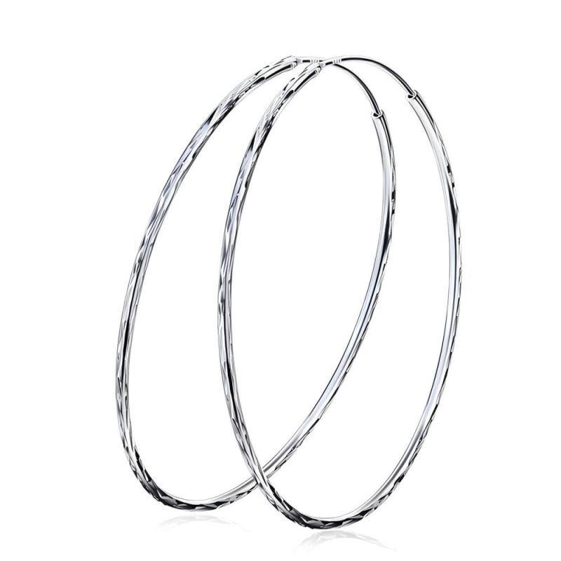Sterling Silver Round Hoop Earrings-17