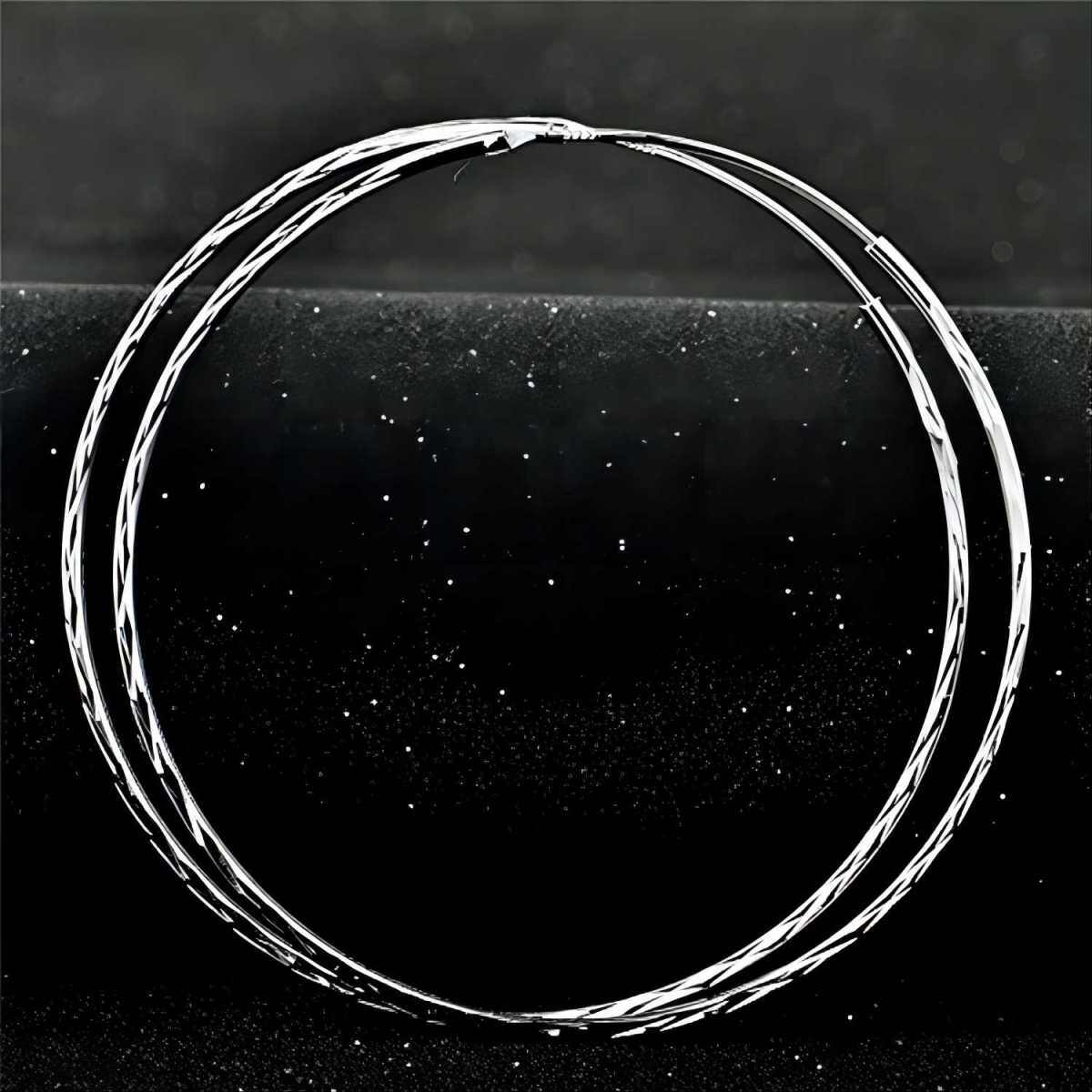 Sterling Silver Round Hoop Earrings-4