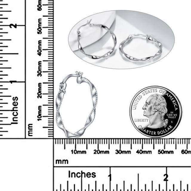 Sterling Silver Round Hoop Earrings-6