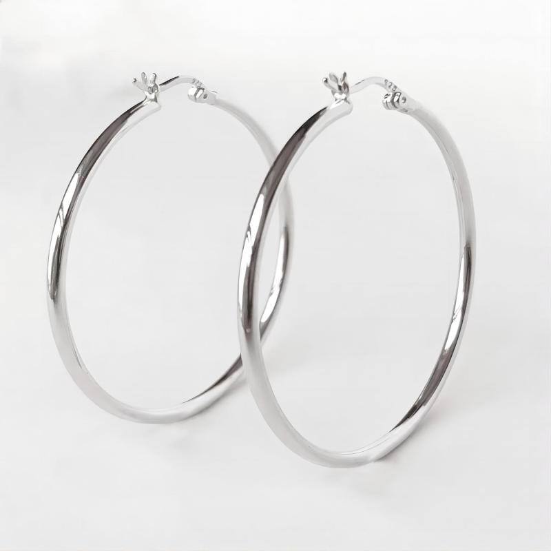 Brincos de argola em formato de círculo de prata esterlina-3