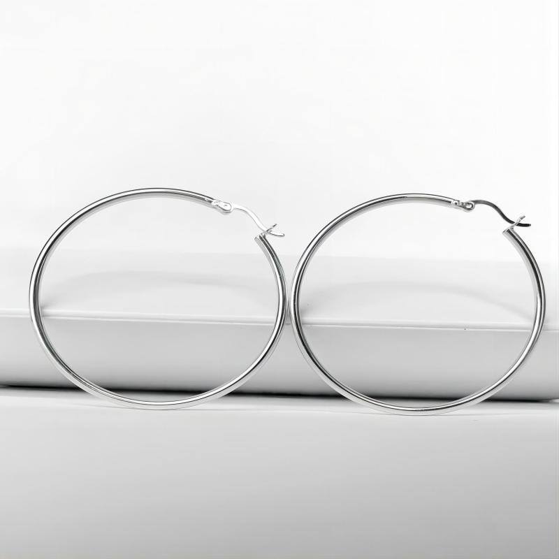 Brincos de argola em formato de círculo de prata esterlina-5