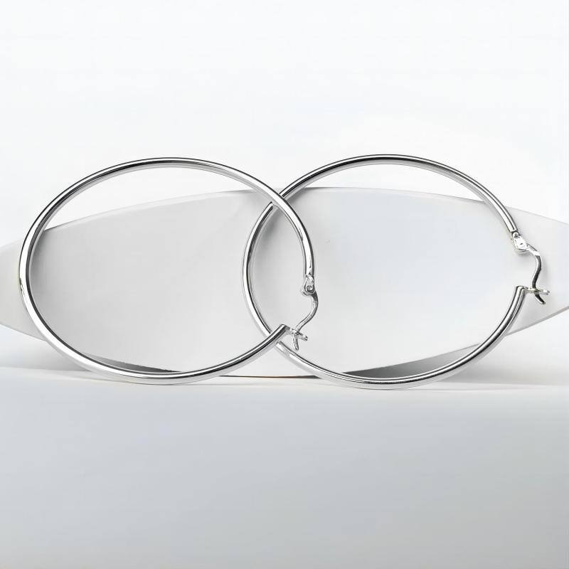 Brincos de argola em formato de círculo de prata esterlina-6