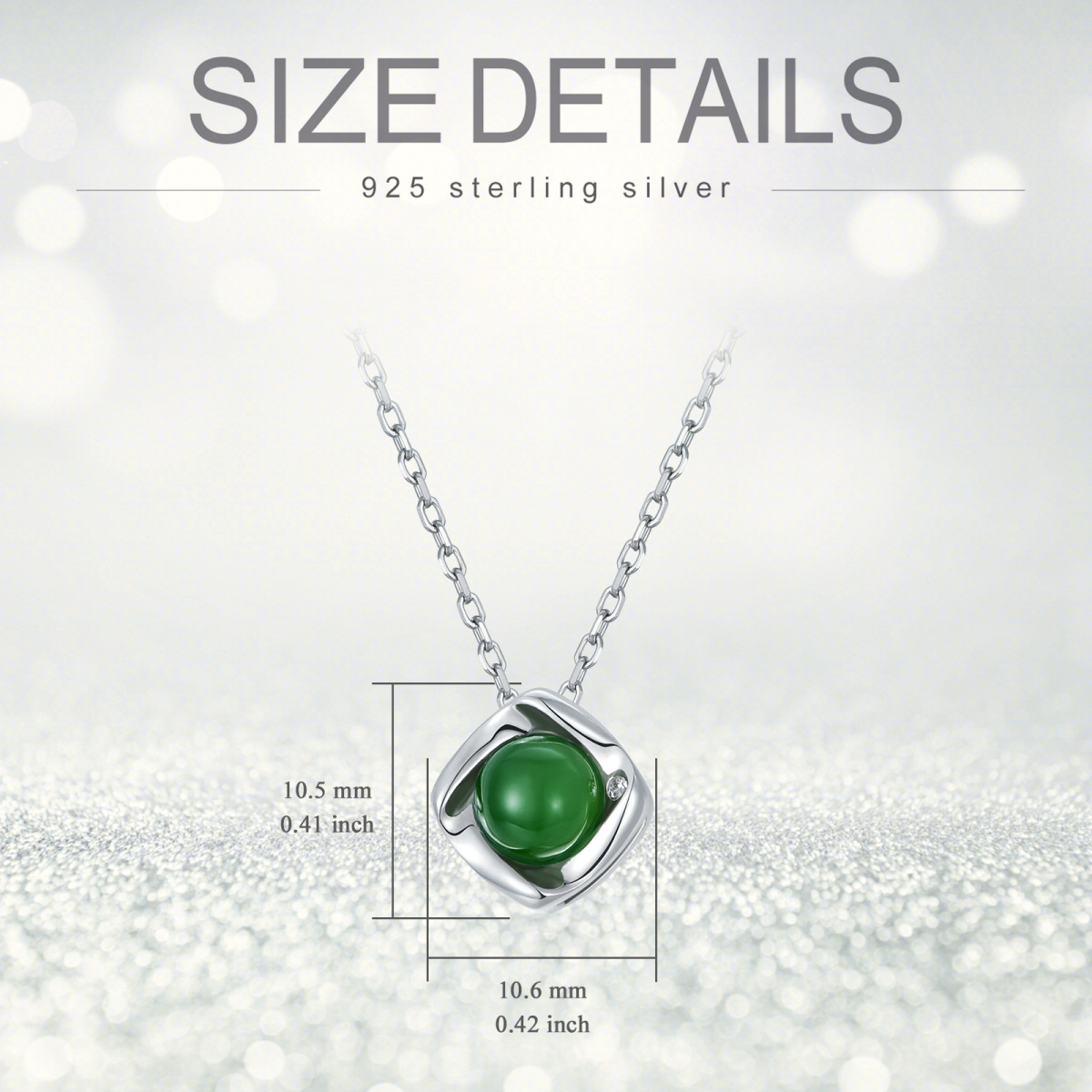 Collier pendentif carré en jade rond en argent sterling-4