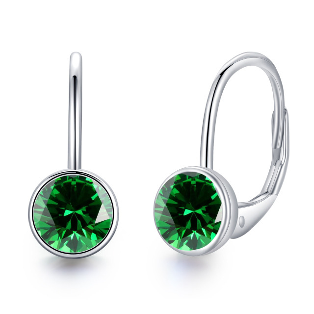 Boucles d'oreilles à levier en argent sterling avec zircon cubique rond-1