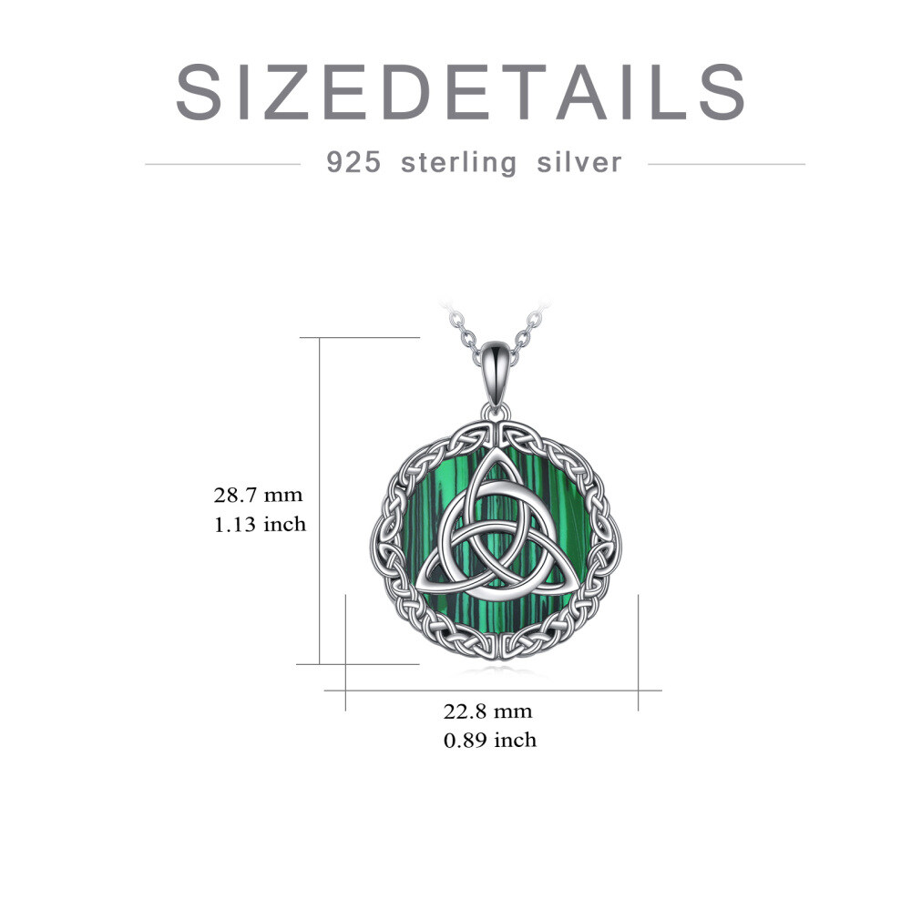 Sterling zilveren ronde malachiet keltische knoop hanger ketting-4