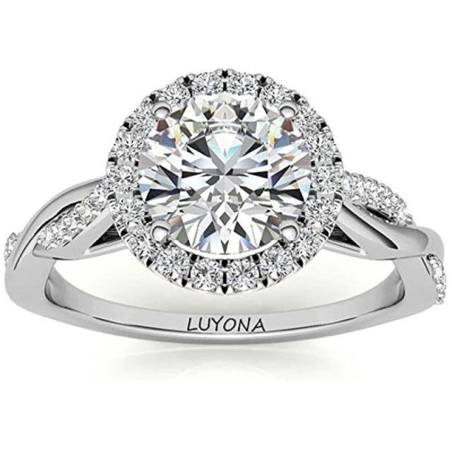 Sterling Silver Round Moissanite Couple Engagement Ring