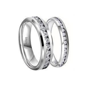 Sterling Silver Round Moissanite Couple Rings For Women Men-22