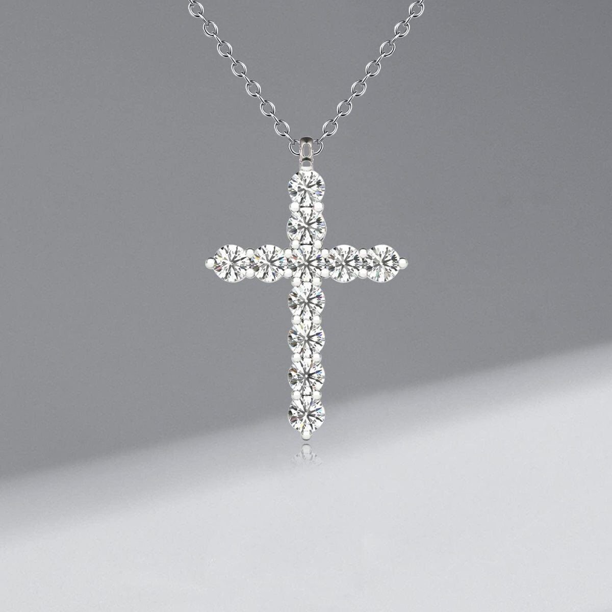 Collana con ciondolo a croce in argento sterling con moissanite rotonda-4