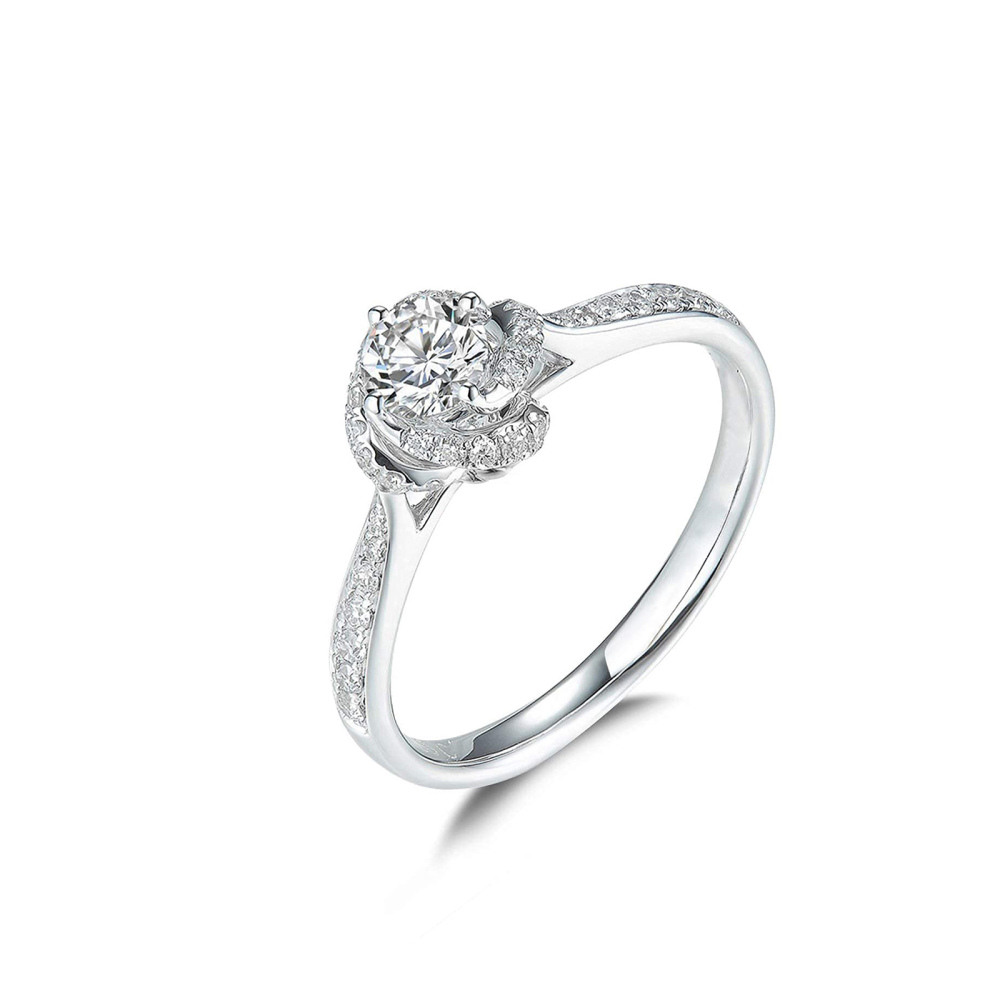 Sterling Silver Round Moissanite Engagement Ring-1