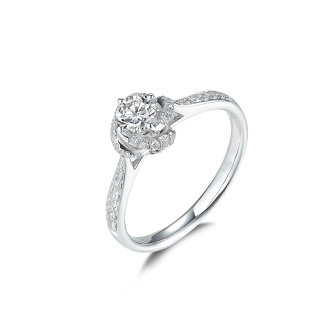 Sterling Silver Round Moissanite Engagement Ring-20
