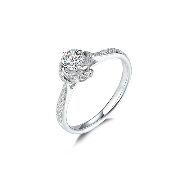 Sterling Silver Round Moissanite Engagement Ring