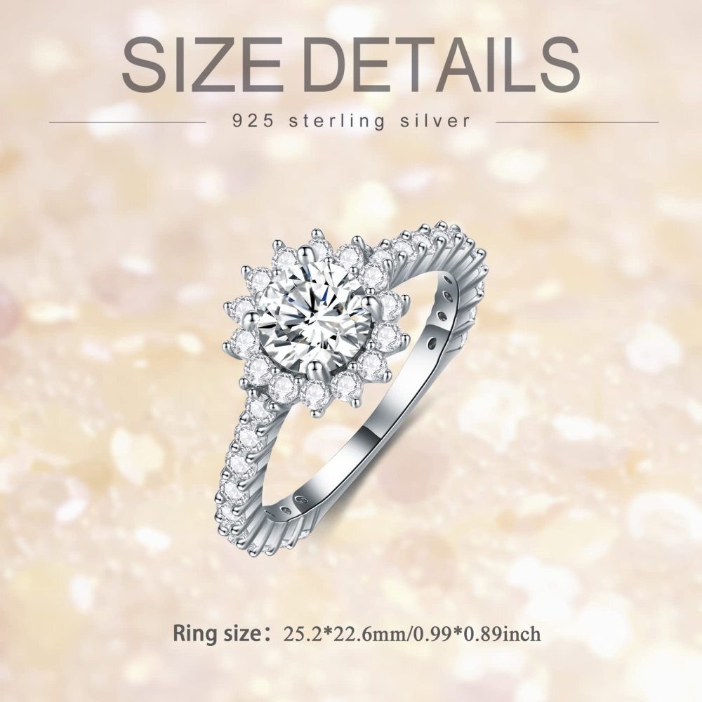 Runder Lotus-Verlobungsring aus Sterlingsilber mit Moissanit-5