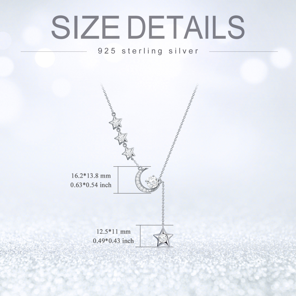 Collana con ciondolo a forma di luna e stella in argento Sterling-6