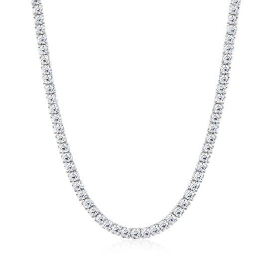 Sterling Silver Round Moissanite Tennis Chain Necklace