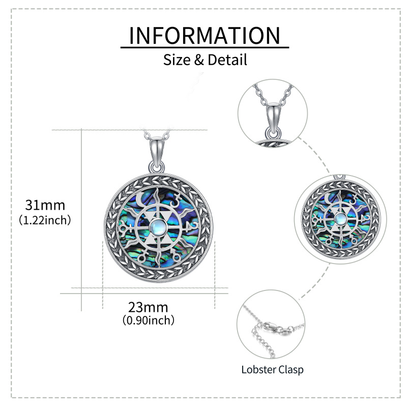 Sterling Silver Round Moonstone & Abalone Shellfish Celtic Knot Pendant Necklace-6