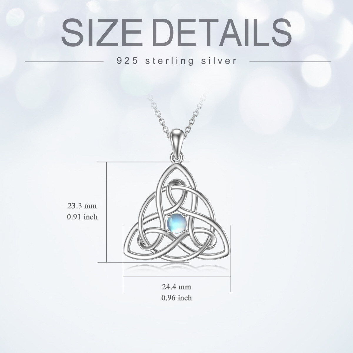 Sterling Silver Round Moonstone Celtic Knot Pendant Necklace-5