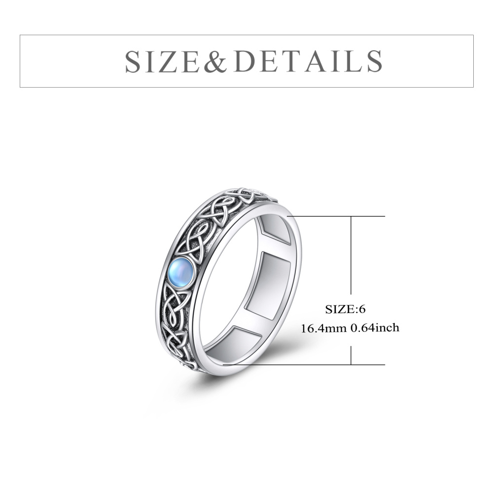 Bague tournante en argent sterling avec pierre de lune ronde et nœud celtique-6