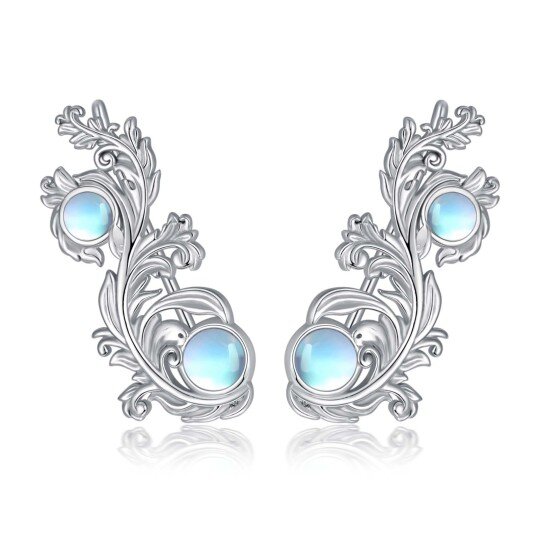 Boucles d'oreilles en argent sterling avec pierres de lune rondes en filigrane