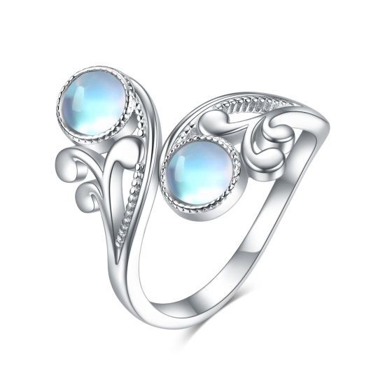 Sterling Silver Round Moonstone Round/Spherical Ring