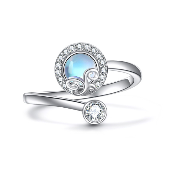 Bague en argent sterling avec pierres de lune rondes