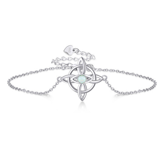 Sterling Silber Rund Opal Keltischer Knoten Anhänger Armband