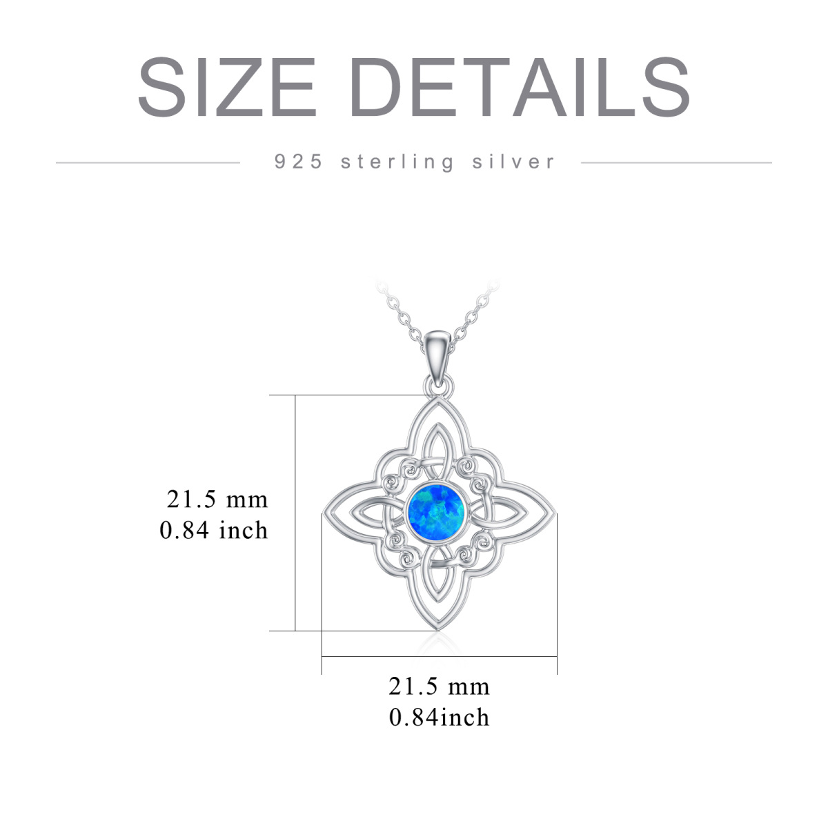 Collier pendentif rond en argent sterling avec pendentif nœud celtique et opale-3