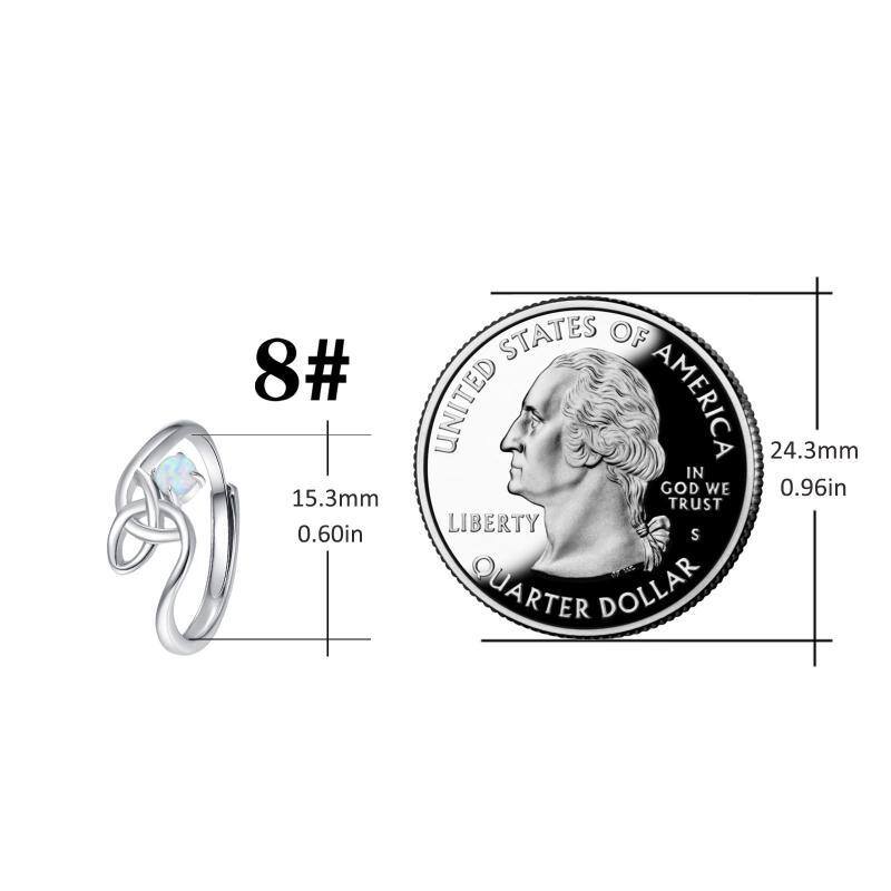 خاتم من الفضة الإسترلينية مرصع بحجر أوبال دائري مع عقدة سلتيك-5